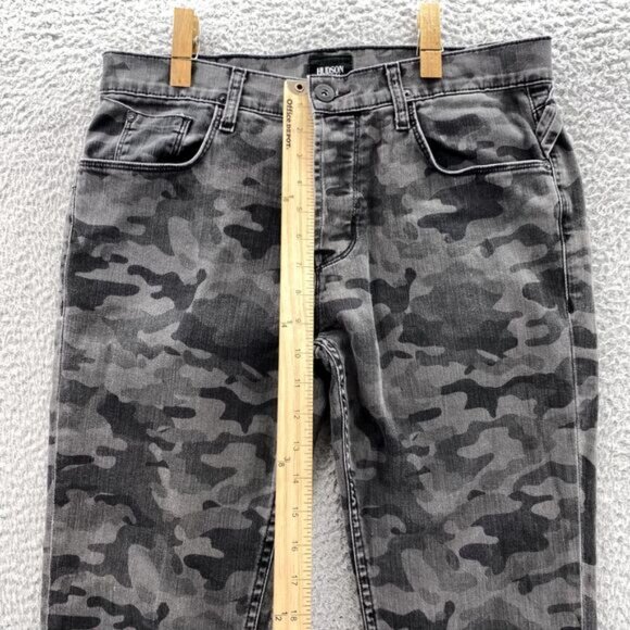 Hudson Jeans Mens 32 x 31* Gray Camo Sartor Slouchy Skinny Button Fly Denim Army - Picture 6 of 16